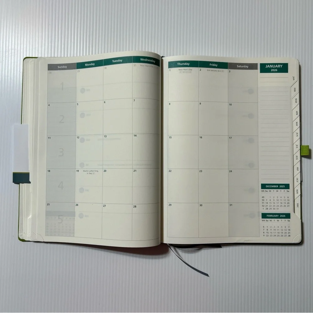 2026 2025 Bezend Planner Calendar NEW Green Letter Size 8.5